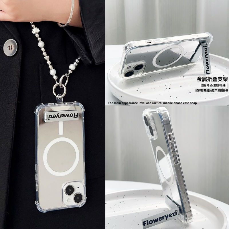 高级感镜面磁吸oppoFindX8pro手机壳FindX7Ultra适用findx6/5pro挂绳findx3/x2折叠支架r17pro斜挎r15手腕R11