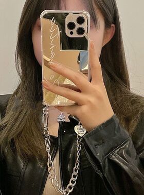 斜挎金属链条vivox100pro镜面手机壳x90s手提x80pro+补妆镜x70/x60/x50pro适用x30/X27/X20女x9保护套X90PRO+