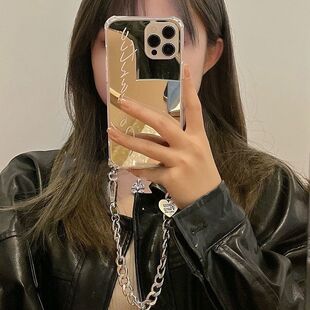 X20女x9保护套X90PRO 斜挎金属链条vivox100pro镜面手机壳x90s手提x80pro X27 x50pro适用x30 补妆镜x70 x60
