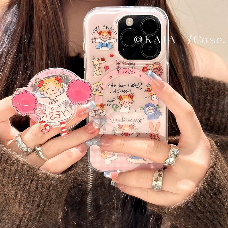 coco酱女孩适用oppok12plus手机壳k12pro磁吸支架K11Pro卡通k10/K9S可爱k7x日韩k5/k3外壳K10活力版新款k9pro