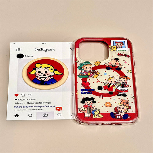 卡通波点原田治插画磁吸支架适用于魅族18手机壳新款18pro新款女全包防摔保护套20时尚个性