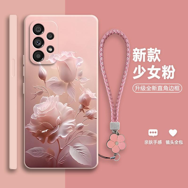 适用三星A53手机壳新款5G版玫瑰磨砂硅胶SM-A5360保护套samsunga全包sma防摔galaxya男A535g女samsung潮黑色