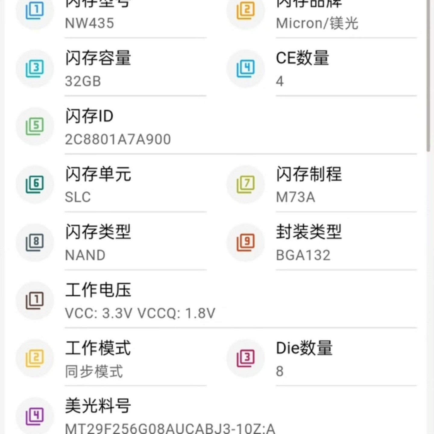 售前询价slc镁光大s颗粒nw435单颗32g