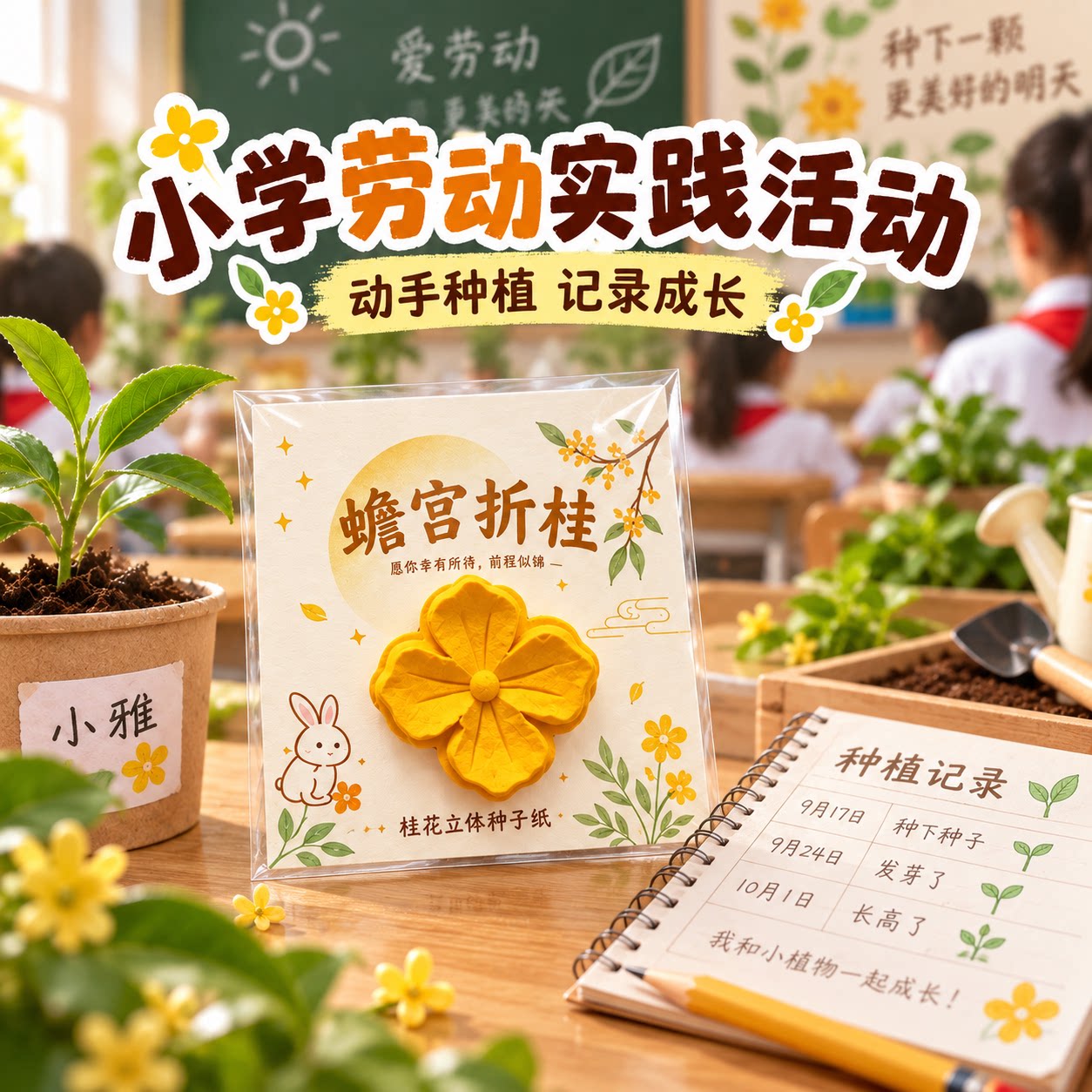 中秋送学生可种植桂花形状种子纸