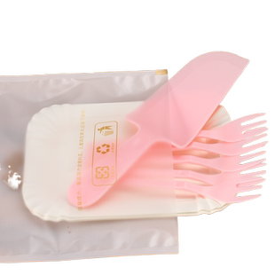 一次性刀叉盘套装彩色刀叉蛋糕餐具盘叉组合生日盘子叉碟可印LOGO