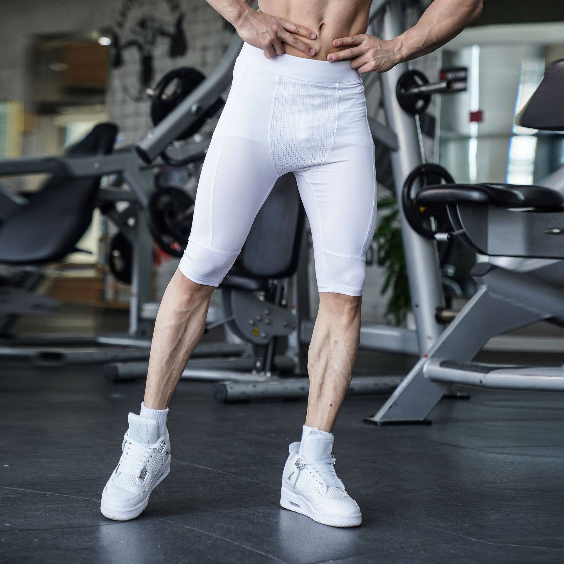 夏季新款紧身裤男运动跑步健身训练速干透气压缩高弹篮球打底长裤