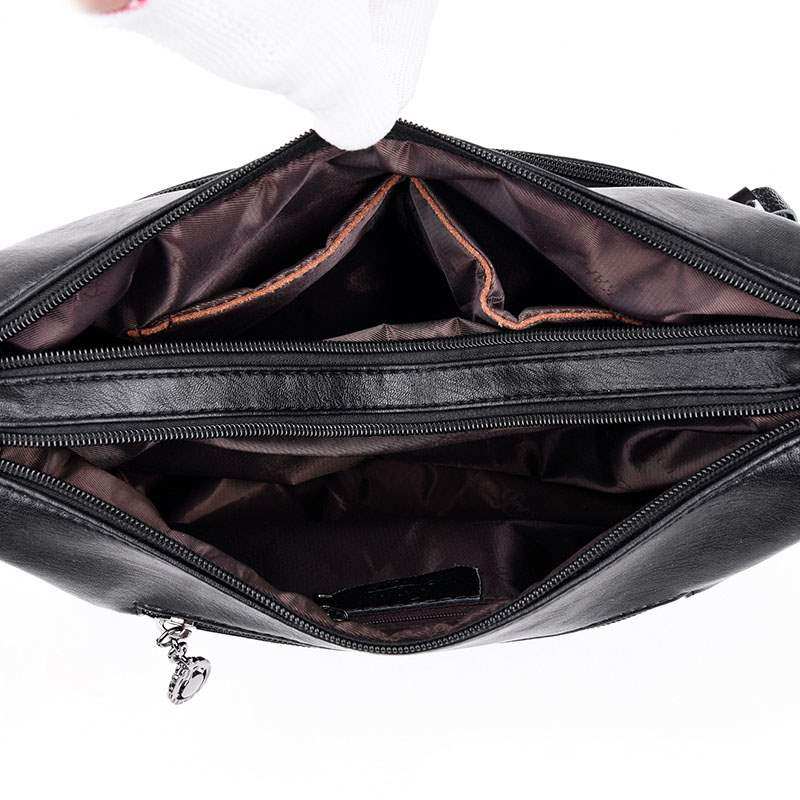 大款女装手袋纯色软皮单肩斜挎包包女款包百搭女士挂包双拉链多层|msdalam kategori Beg kulit/wanita/beg lelaki, beg Ms. - dari Buy2taobao.com untuk memberikan perkhidmatan ejen Taobao profesional membeli