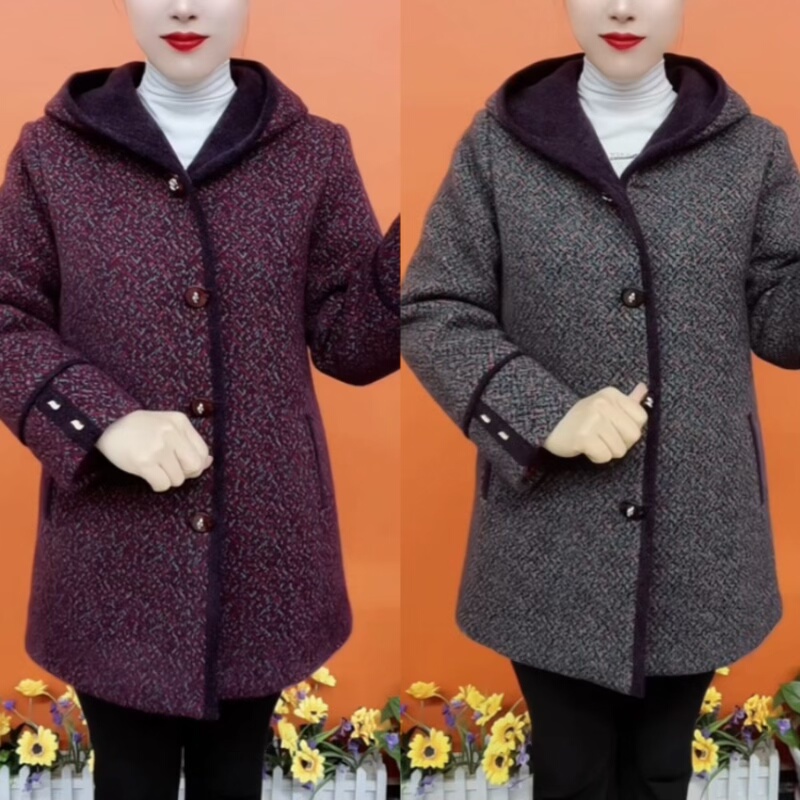 秋冬新款阔太太加棉保暖大衣外套