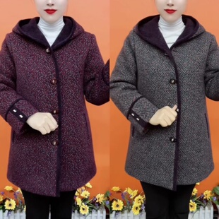 中老年女装秋冬新款阔太太加棉保暖大衣妈妈装中长款仿貂绒外套女