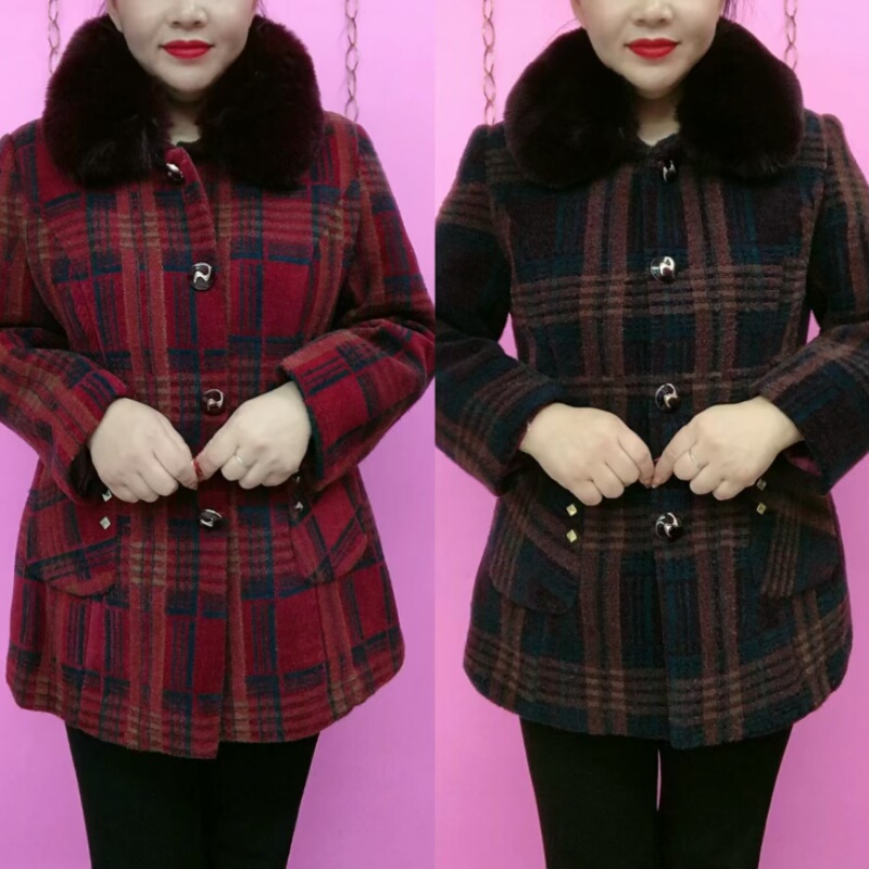 水貂绒外套中老年人棉袄毛呢大衣