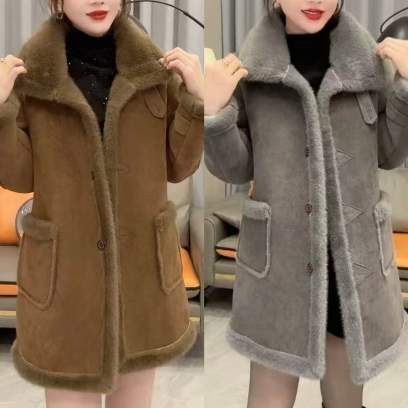 皮毛一体外套加厚保暖洋气大衣