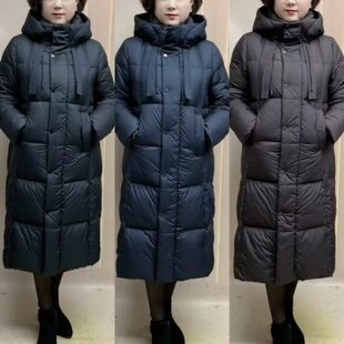 轻奢高级感2025冬季新款减龄气质时尚宽松连帽中长款白鸭绒羽绒服