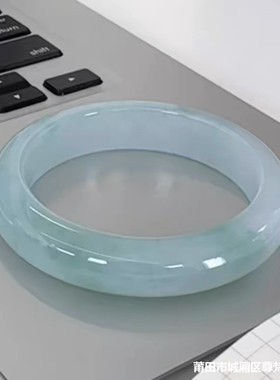 冰糯种玉翡翠手镯白月光玉镯子飘绿少女款翡翠处理玉石晴水浅绿色