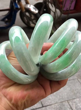 天然缅甸老坑翡翠飘花A货玉手镯糯种贵妃飘阳绿冰种绿紫罗兰贵妃