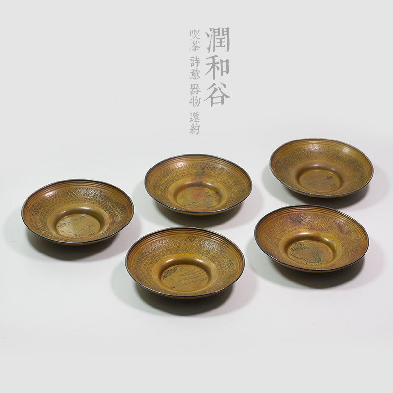 茶托纯铜器手工制茶垫日本服部制