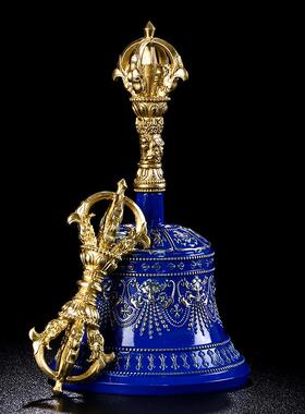 金刚杵摆件密宗黄铜五股八吉祥金刚杵金刚铃铛藏式用品供修手摇铃