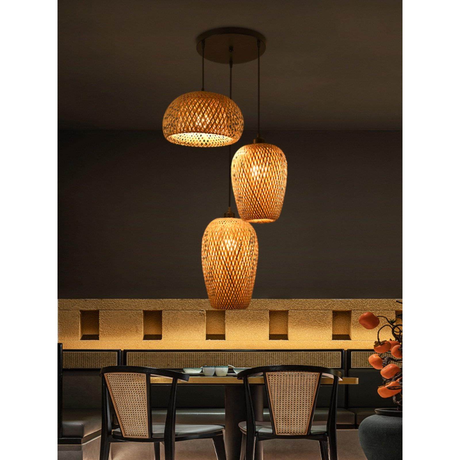 竹艺竹编灯笼新中式简约田园餐厅民宿卧室阳台东南亚复古灯罩吊灯,家装灯饰光源,餐厅吊灯,淘宝优惠券,粉丝福利购,淘宝优惠卷