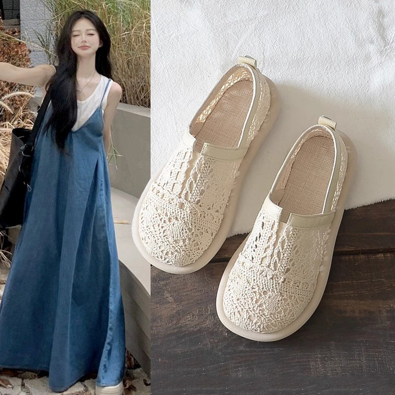 渔夫鞋女春夏季2026新款平底透气凉鞋外穿孕妇一脚蹬鞋0126w,女鞋,浅口单鞋,淘宝优惠券,粉丝福利购,淘宝优惠卷