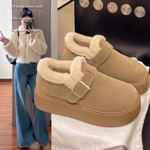 复古厚底加绒毛毛勃肯鞋女冬季鞋子2025新款一脚蹬保暖棉鞋1215r