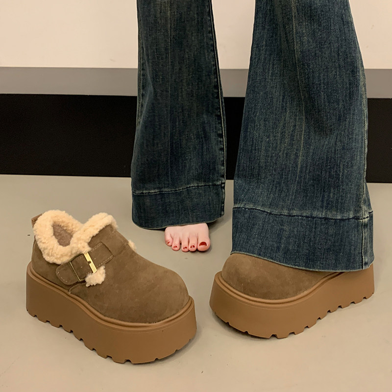 增高加绒毛毛勃肯鞋女2026新款厚底靴春秋乐福鞋覆古保暖棉0115w,女鞋,勃肯鞋/软木鞋,淘宝优惠券,粉丝福利购,淘宝优惠卷