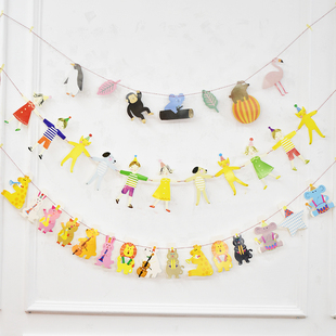 毕业六一幼儿园生日装扮动物三角旗拉旗教室装饰布置拉花卡通串旗