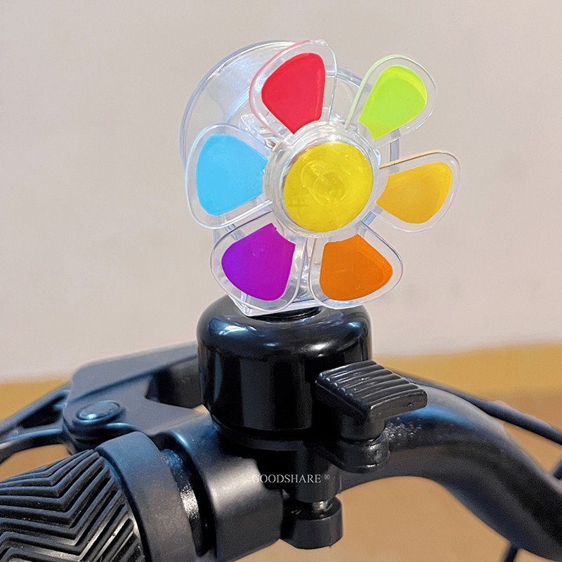 自行车铝合金铃铛清脆超大声山地车童车喇叭风力旋转发光风车响铃