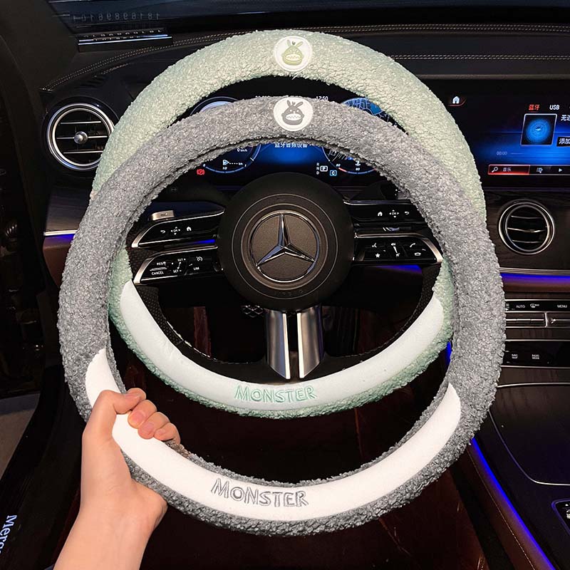 汽车方向盘套冬季毛绒保暖可爱