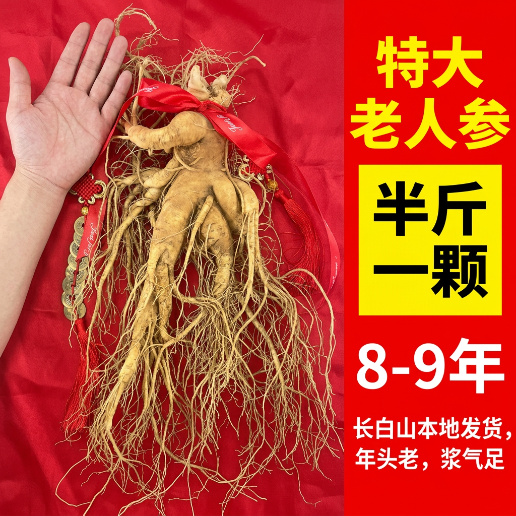 【特大单支】新鲜人参泡酒大人参大条一斤现挖带土长白山老山参