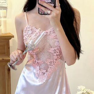 迷欲芍药·法式 宫廷风ins性感蕾丝刺绣吊带睡裙女遮肉套头