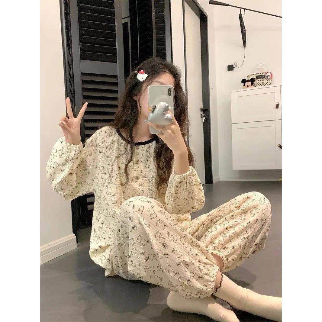 Cins风韩版卡通兔子印花睡衣女春秋季长袖圆领套头少女家居服套装,运动/瑜伽/健身/球迷用品,广场舞套装,淘宝优惠券,粉丝福利购,淘宝优惠卷