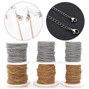 不锈钢饰品o字链条尾链保色真金电镀侧身链条延长链diy饰品配件