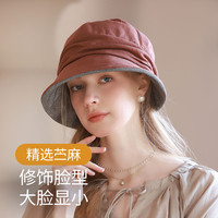 真享2024新款帽子女春夏季高级感时尚透气防晒帽显脸小苎麻盆帽