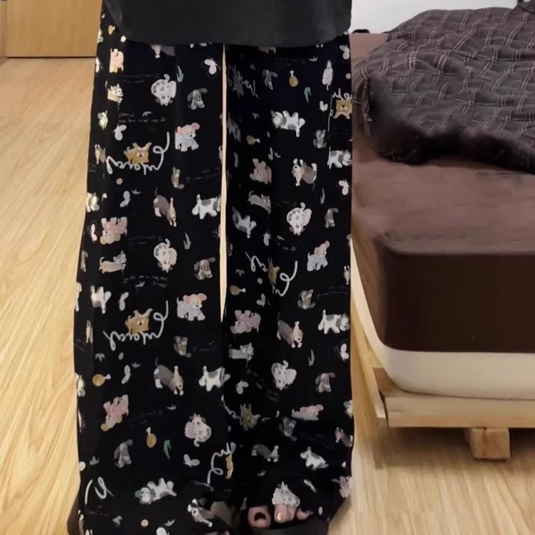 小狗遛弯裤仙女凉凉裤飘飘裤防蚊裤夏季薄款裤子休闲裤空调裤