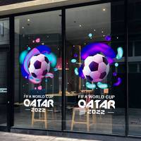 2022年世界杯玻璃门贴橱窗抽象艺术足球简约现代装饰布置静电贴膜