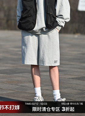CountryMoment 夏季日系纯棉灰色针织短裤男休闲直筒五分运动卫裤
