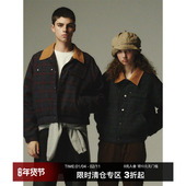 复古灯芯绒领短款 CountryMoment 美式 格子薄棉服外套男女Cleanfit