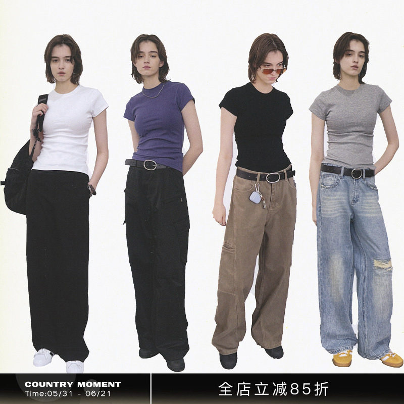 CountryMoment纯色修身短袖T恤