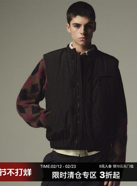 CountryMoment  复古黑色小立领防泼水棉服背心马甲男女Cleanfit