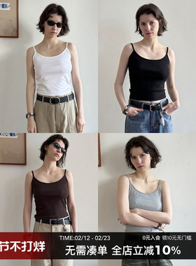 CountryMoment  百搭利器！螺纹弹力修身内搭短款打底吊带背心女