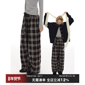 黑白格纹休闲裤 垂坠宽松显瘦阔腿裤 美式 CountryMoment 复古休闲裤