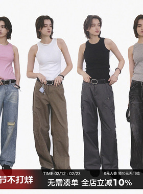 CountryMoment  弹力螺纹棉多色修身背心女Cleanfit短款无袖上衣