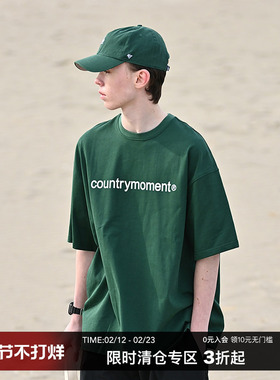 CountryMoment日系CityBoy宽松基础Logo印花圆领短袖T恤男女同款