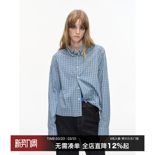 女轻复古长袖 格纹衬衫 衬衣高级感上衣 纯棉色织短款 CountryMoment