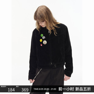 美式 型翻领夹克外套女2025新款 到手5折 复古上衣 麂皮绒小版