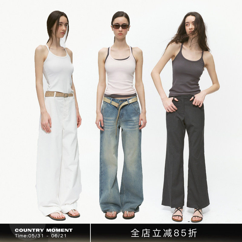 CountryMoment 300G重磅后工字吊带背心女外穿春夏内搭打底衫T恤