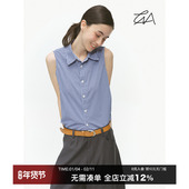 翻领无袖 格子衬衫 女夏修身 CountryMoment 显瘦衬衣内搭背心打底衫