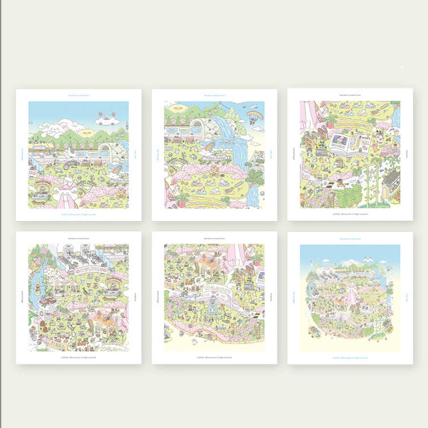 布几岛韩国授权afternoonch迷你插画海报可爱卡通清新六款图案新