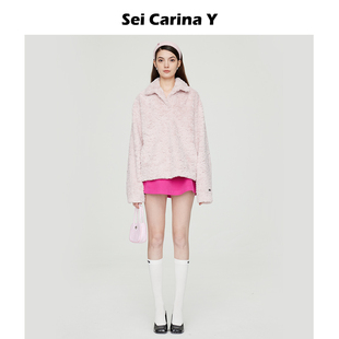 Sei 套头翻领卫衣女直筒百搭外套 Carina YV领毛绒短上衣秋冬新款