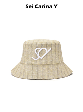 [6折]Sei Carina Y条纹立体刺绣logo渔夫帽女简约遮阳帽子百搭