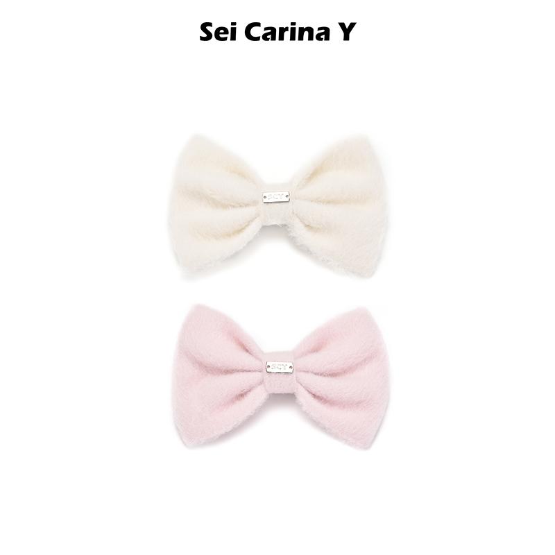 Sei Carina Y绒面蝴蝶结发夹女新款精致甜美侧边刘海夹高级感